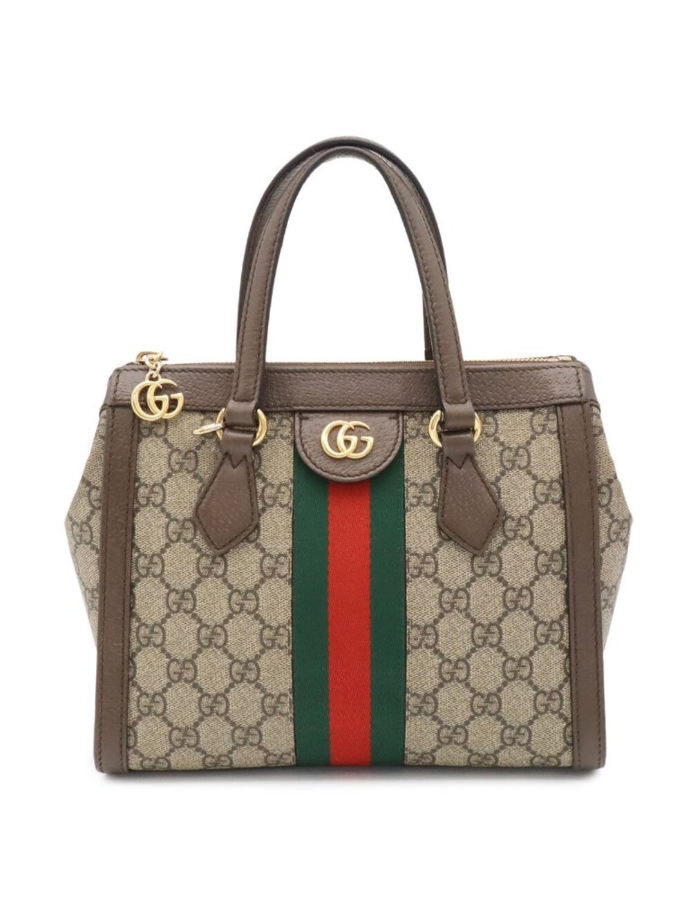 Gucci Ophidia GG Supreme Small Tote Bag Leather Beige Mocha Brown